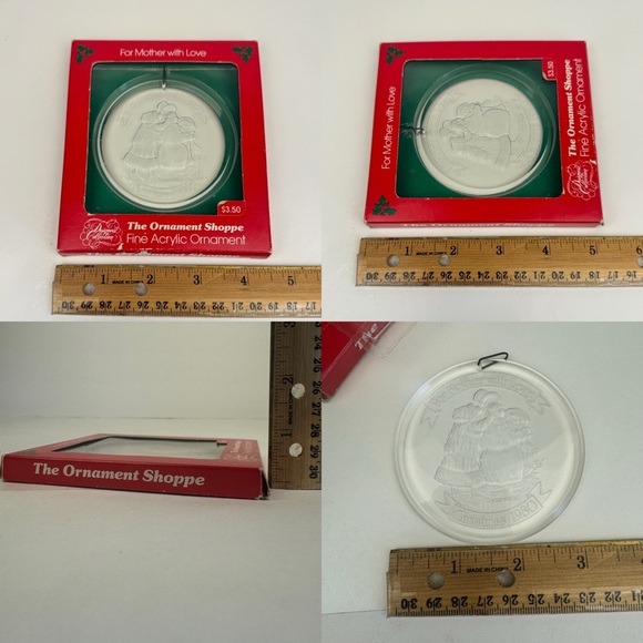 Vtg 80 Christmas For Mother w Love Clear Acrylic Ornament Shoppe Design Collect - Picture 3 of 12